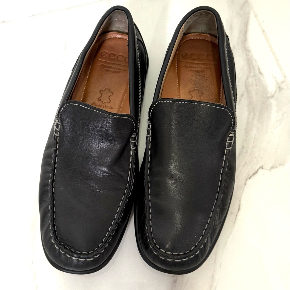 Ecco Men's Dark Leather Slip-On Loafers 42/9